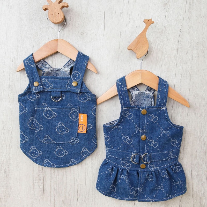 D Ring Strap - Denim Dog Dress Harness Puppy Summer