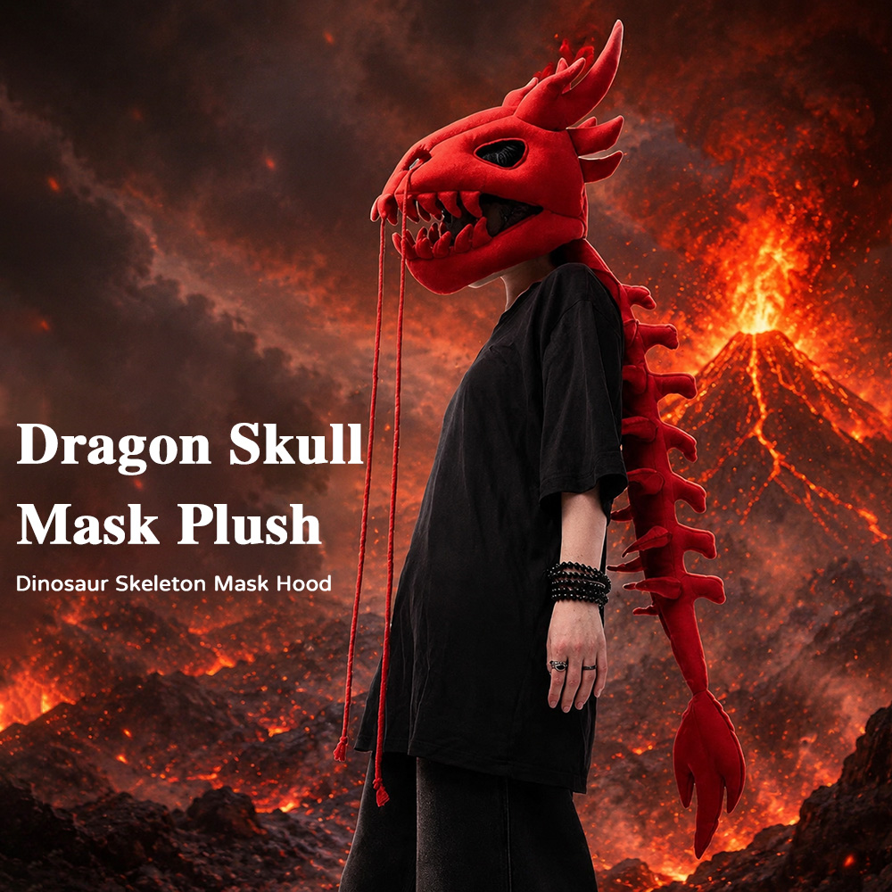 Cosplay Prop Designer - Dragon Skull Spine Plush Hood Long
